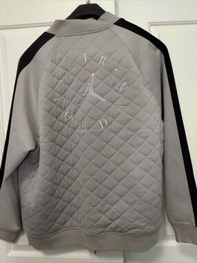 Jordan Quilted Track Jacket in Grey with Black Accents